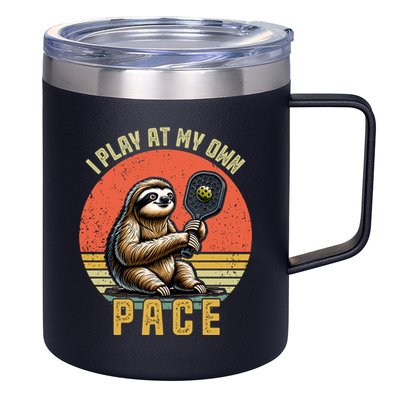 Funny Sloth Pickleball Player And Paddleball Gift 12oz Stainless Steel Coffee Mug