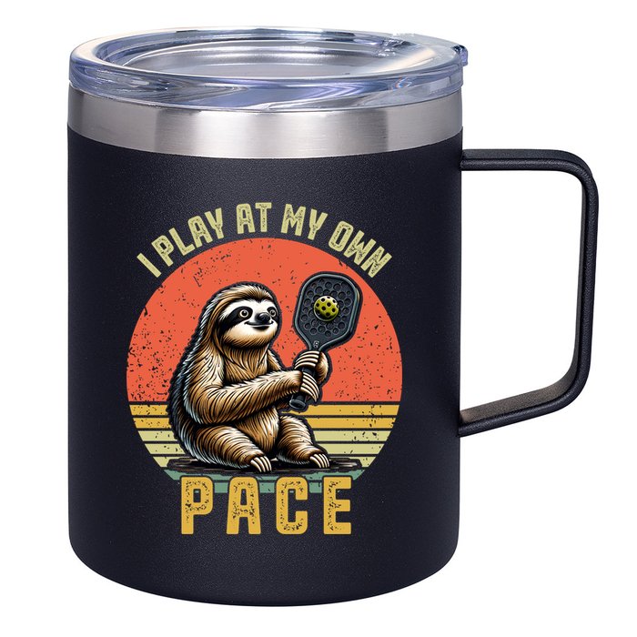 Funny Sloth Pickleball Player And Paddleball Gift 12oz Stainless Steel Coffee Mug