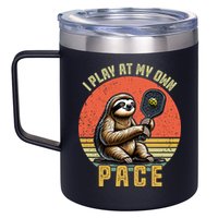 Funny Sloth Pickleball Player And Paddleball Gift 12oz Stainless Steel Coffee Mug