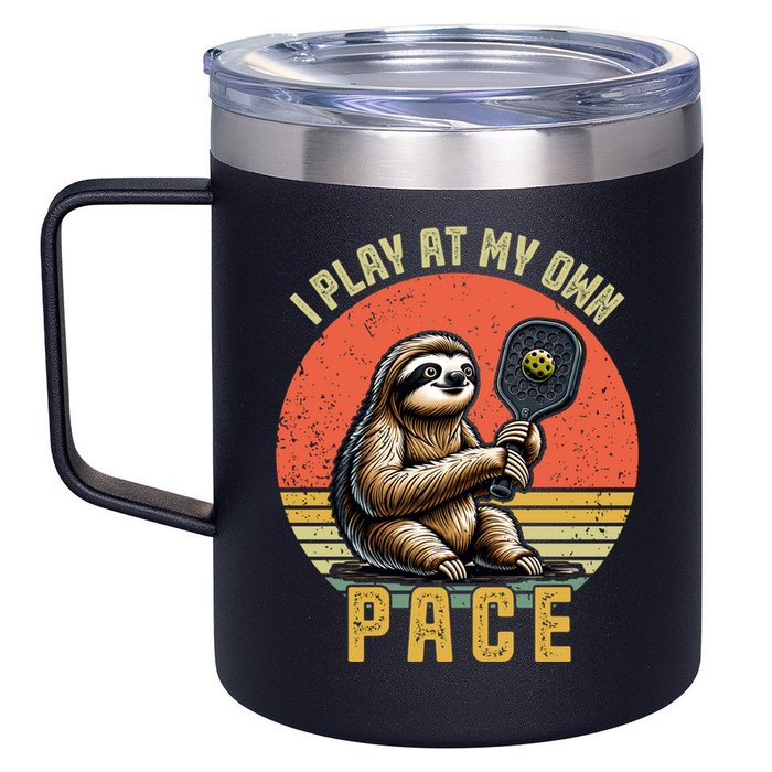Funny Sloth Pickleball Player And Paddleball Gift 12oz Stainless Steel Coffee Mug
