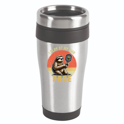 Funny Sloth Pickleball Player And Paddleball Gift 16oz Travel Tumbler