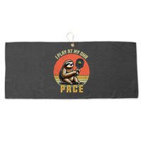 Funny Sloth Pickleball Player And Paddleball Gift Large Microfiber Waffle Golf Towel