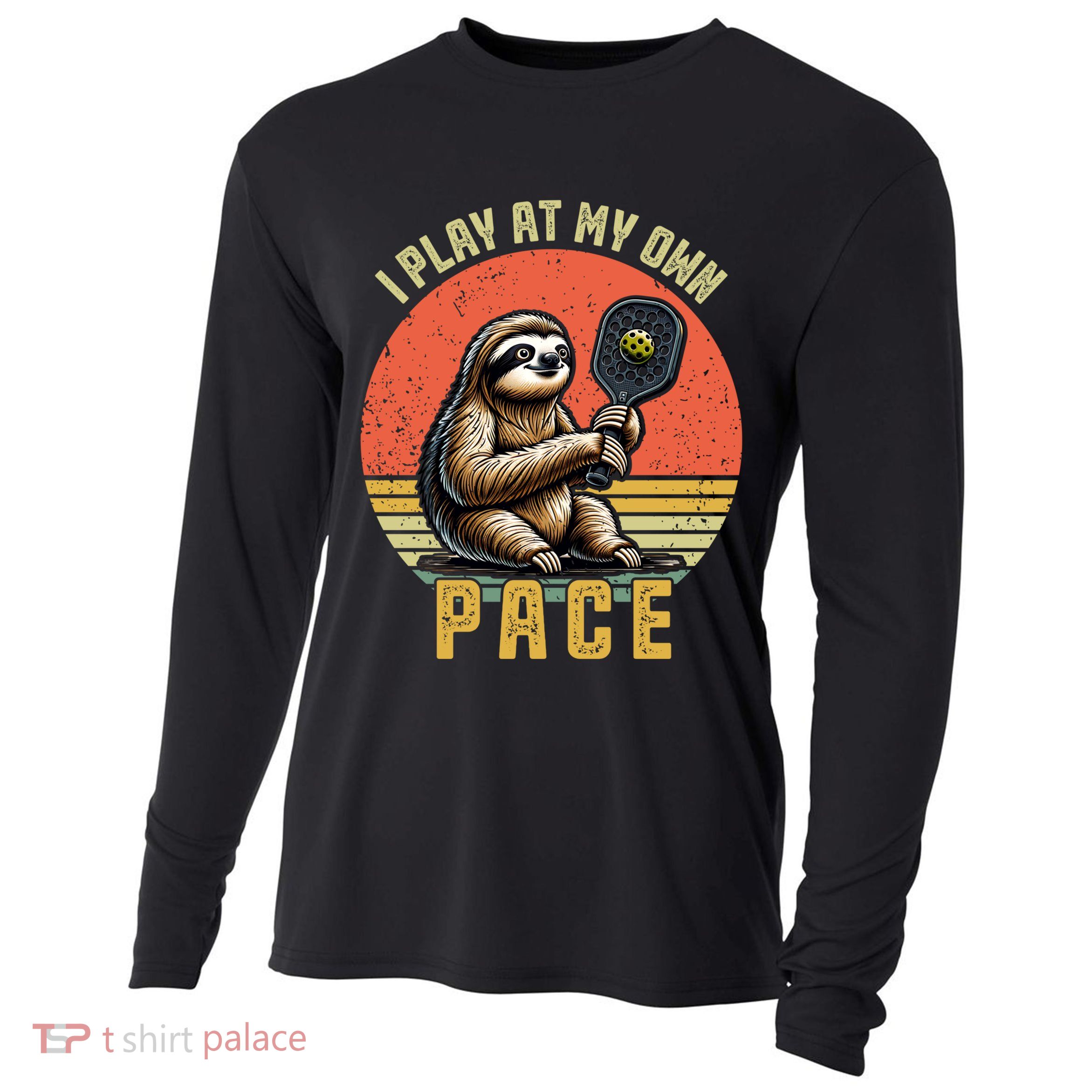 Funny Sloth Pickleball Player And Paddleball Gift Cooling Performance Long Sleeve Crew