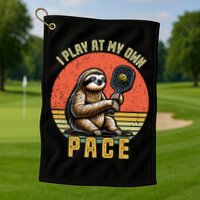 Funny Sloth Pickleball Player And Paddleball Gift Golf Towel