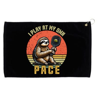 Funny Sloth Pickleball Player And Paddleball Gift Grommeted Golf Towel