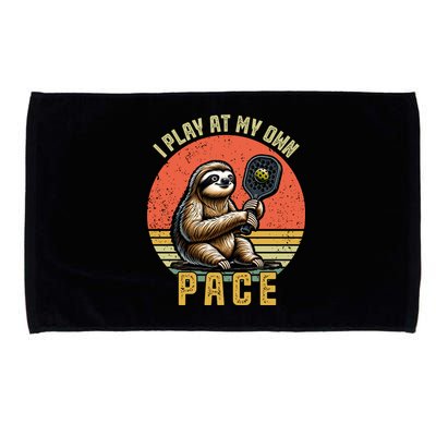Funny Sloth Pickleball Player And Paddleball Gift Microfiber Hand Towel
