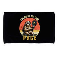 Funny Sloth Pickleball Player And Paddleball Gift Microfiber Hand Towel