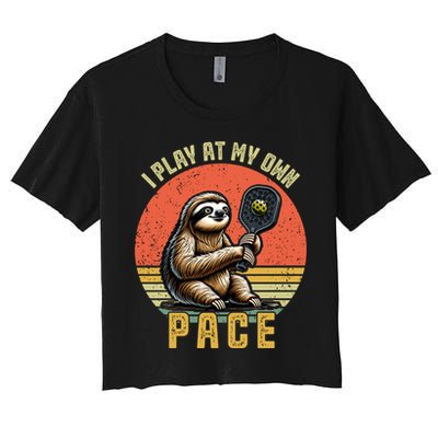Funny Sloth Pickleball Player And Paddleball Gift Crop Top