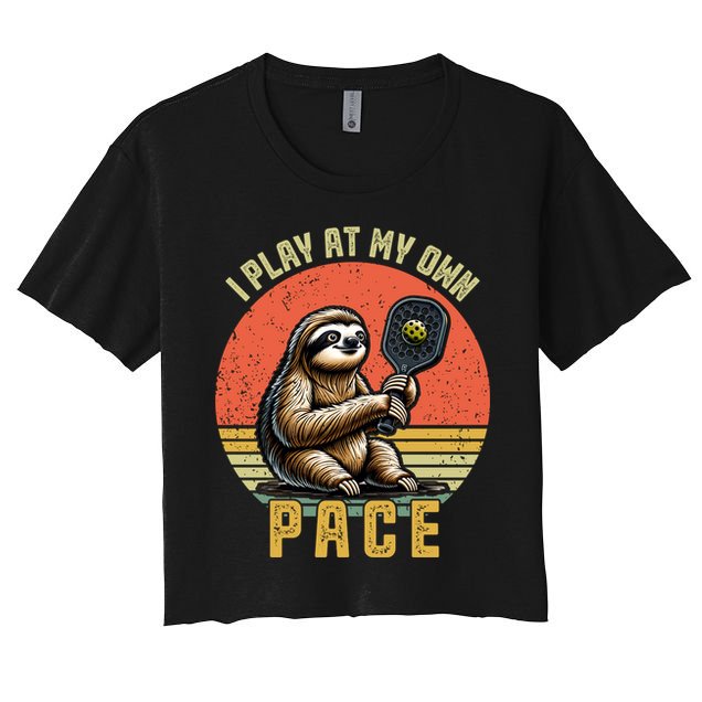 Funny Sloth Pickleball Player And Paddleball Gift Crop Top