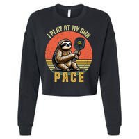 Funny Sloth Pickleball Player And Paddleball Gift Cropped Pullover Crew
