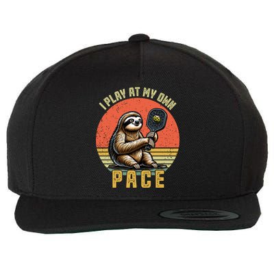 Funny Sloth Pickleball Player And Paddleball Gift Wool Snapback Cap