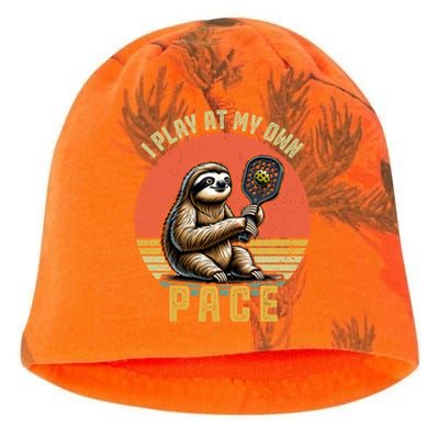 Funny Sloth Pickleball Player And Paddleball Gift Kati - Camo Knit Beanie