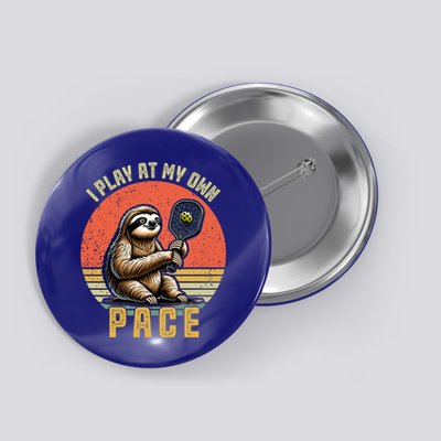 Funny Sloth Pickleball Player And Paddleball Gift Button