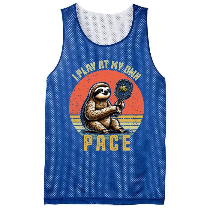 Funny Sloth Pickleball Player And Paddleball Gift Mesh Reversible Basketball Jersey Tank