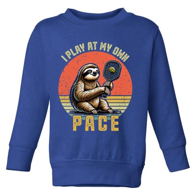 Funny Sloth Pickleball Player And Paddleball Gift Toddler Sweatshirt