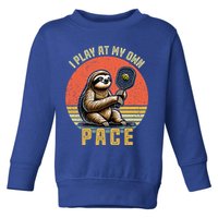Funny Sloth Pickleball Player And Paddleball Gift Toddler Sweatshirt