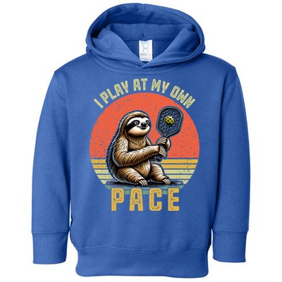 Funny Sloth Pickleball Player And Paddleball Gift Toddler Hoodie