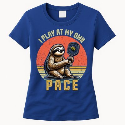 Funny Sloth Pickleball Player And Paddleball Gift Womens T-Shirt