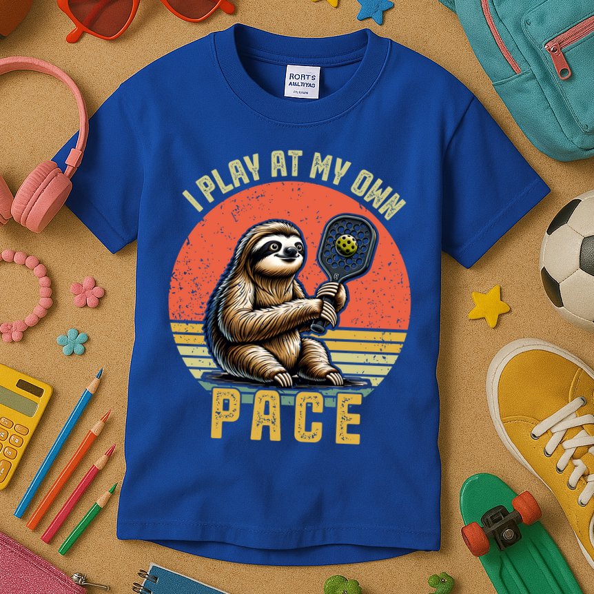 Funny Sloth Pickleball Player And Paddleball Gift Kids T-Shirt
