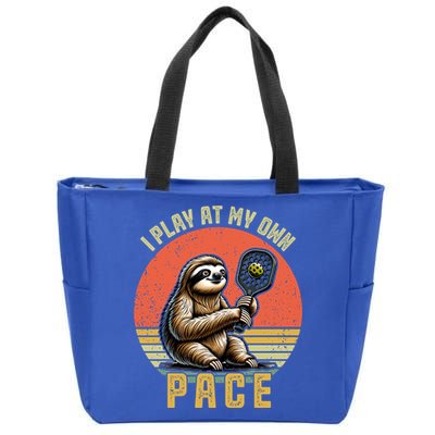 Funny Sloth Pickleball Player And Paddleball Gift Zip Tote Bag