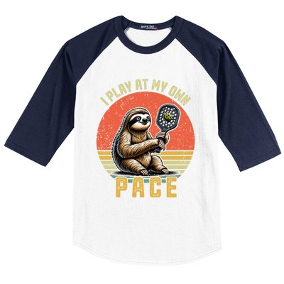 Funny Sloth Pickleball Player And Paddleball Gift Baseball Sleeve Shirt