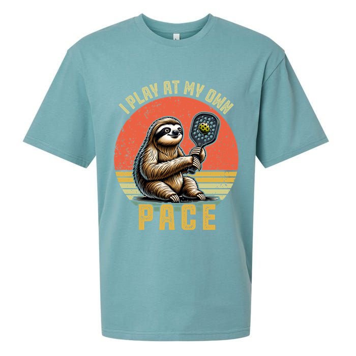 Funny Sloth Pickleball Player And Paddleball Gift Sueded Cloud Jersey T-Shirt