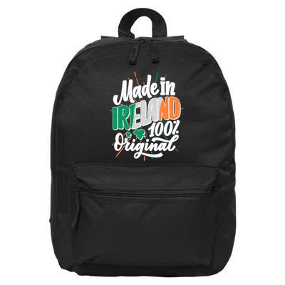 Funny St Patricks Day Made In Ireland 100% Original 16 in Basic Backpack
