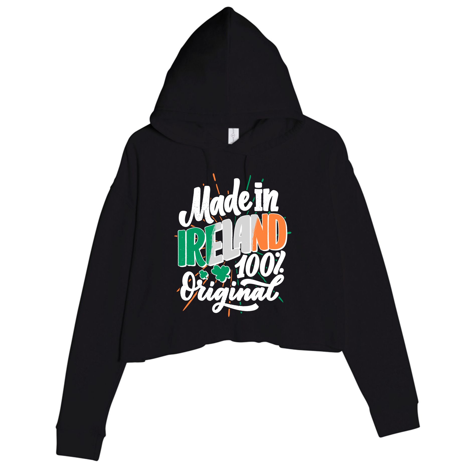 Funny St Patricks Day Made In Ireland 100% Original Crop Fleece Hoodie