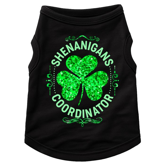 Funny St Patrick's Day Shenanigans Coordinator Lucky Shamrock Clover Doggie Tank