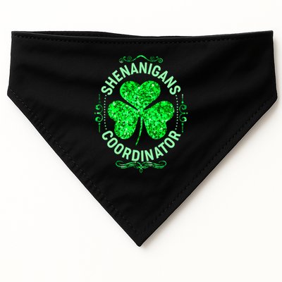 Funny St Patrick's Day Shenanigans Coordinator Lucky Shamrock Clover USA-Made Doggie Bandana