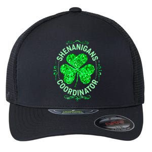 Funny St Patrick's Day Shenanigans Coordinator Lucky Shamrock Clover Flexfit Unipanel Trucker Cap