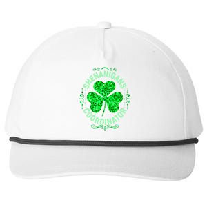 Funny St Patrick's Day Shenanigans Coordinator Lucky Shamrock Clover Snapback Five-Panel Rope Hat