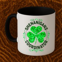 Funny St Patrick's Day Shenanigans Coordinator Lucky Shamrock Clover Mug