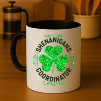 Funny St Patrick's Day Shenanigans Coordinator Lucky Shamrock Clover Mug