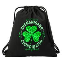 Funny St Patrick's Day Shenanigans Coordinator Lucky Shamrock Clover Drawstring Bag