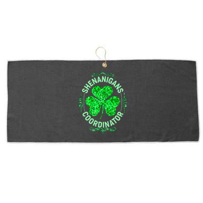 Funny St Patrick's Day Shenanigans Coordinator Lucky Shamrock Clover Large Microfiber Waffle Golf Towel