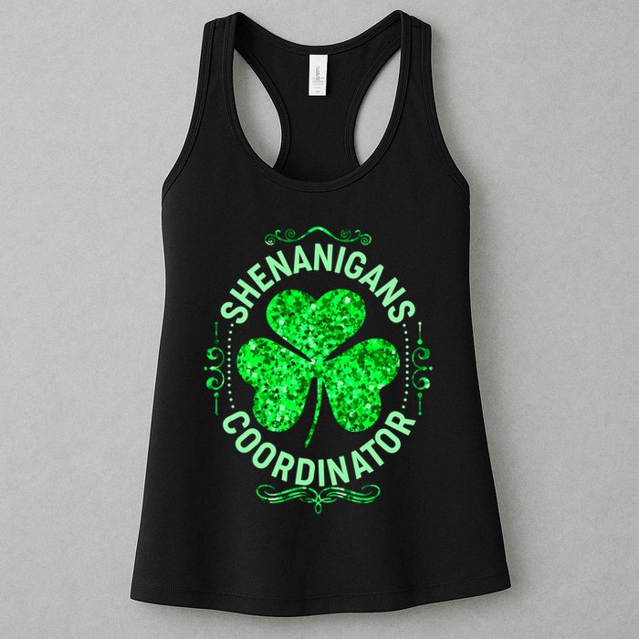 Funny St Patrick's Day Shenanigans Coordinator Lucky Shamrock Clover Womens Tank Top