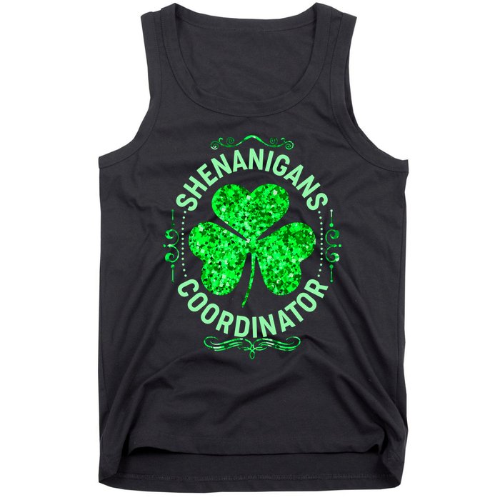 Funny St Patrick's Day Shenanigans Coordinator Lucky Shamrock Clover Tank Top