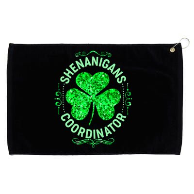 Funny St Patrick's Day Shenanigans Coordinator Lucky Shamrock Clover Grommeted Golf Towel