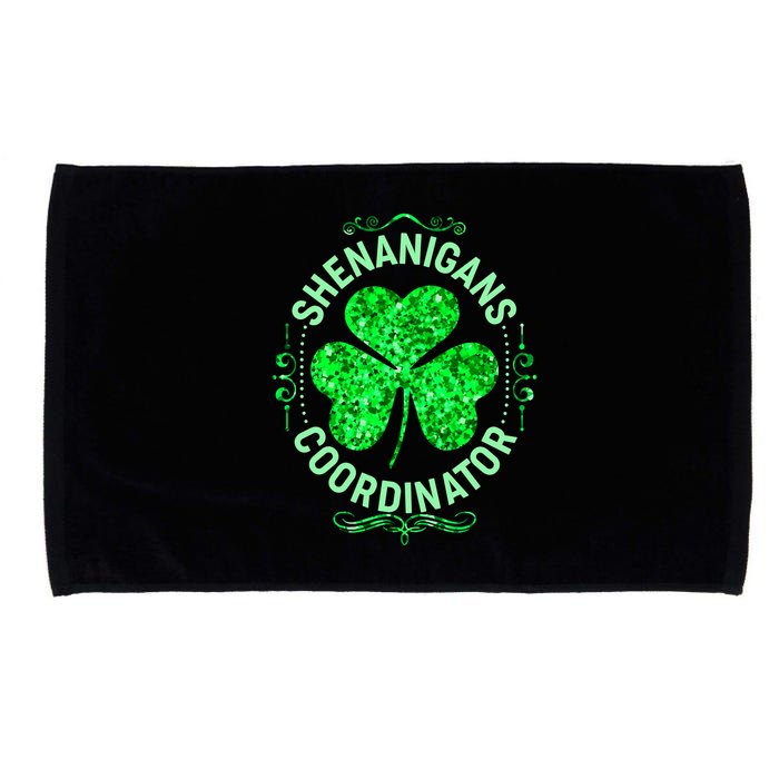 Funny St Patrick's Day Shenanigans Coordinator Lucky Shamrock Clover Microfiber Hand Towel