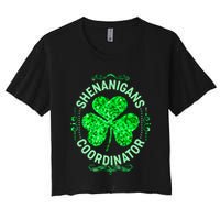 Funny St Patrick's Day Shenanigans Coordinator Lucky Shamrock Clover Crop Top