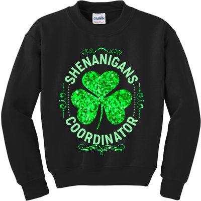 Funny St Patrick's Day Shenanigans Coordinator Lucky Shamrock Clover Kids Sweatshirt