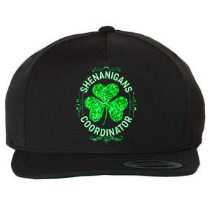 Funny St Patrick's Day Shenanigans Coordinator Lucky Shamrock Clover Wool Snapback Cap