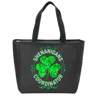 Funny St Patrick's Day Shenanigans Coordinator Lucky Shamrock Clover Zip Tote Bag