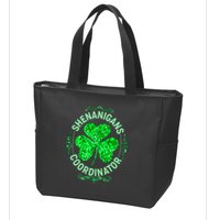 Funny St Patrick's Day Shenanigans Coordinator Lucky Shamrock Clover Zip Tote Bag