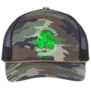 Funny St Patrick's Day Shenanigans Coordinator Lucky Shamrock Clover Retro Rope Trucker Hat Cap