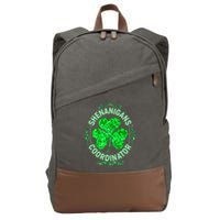 Funny St Patrick's Day Shenanigans Coordinator Lucky Shamrock Clover Cotton Canvas Backpack