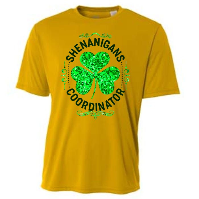 Funny St Patrick's Day Shenanigans Coordinator Lucky Shamrock Clover Cooling Performance Crew T-Shirt