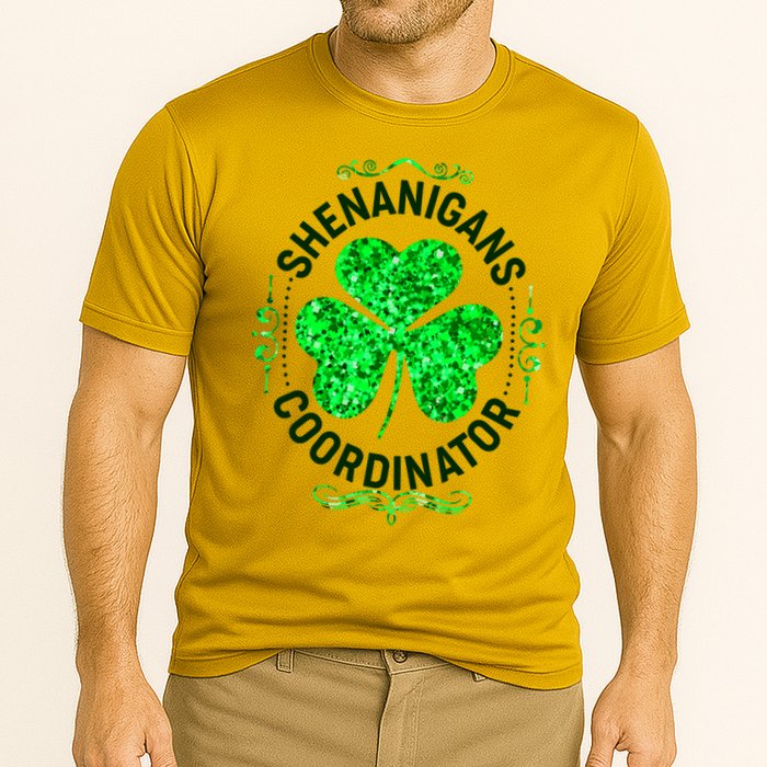 Funny St Patrick's Day Shenanigans Coordinator Lucky Shamrock Clover Performance Shirt
