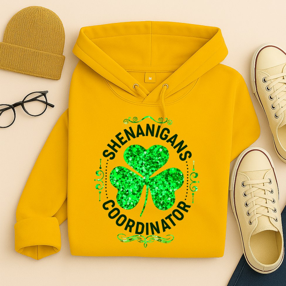 Funny St Patrick's Day Shenanigans Coordinator Lucky Shamrock Clover Hoodie